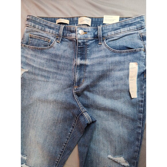 Women's Universal Thread High Rise Distressed Skinny Jeans Blue 17 - Picture 3 of 6